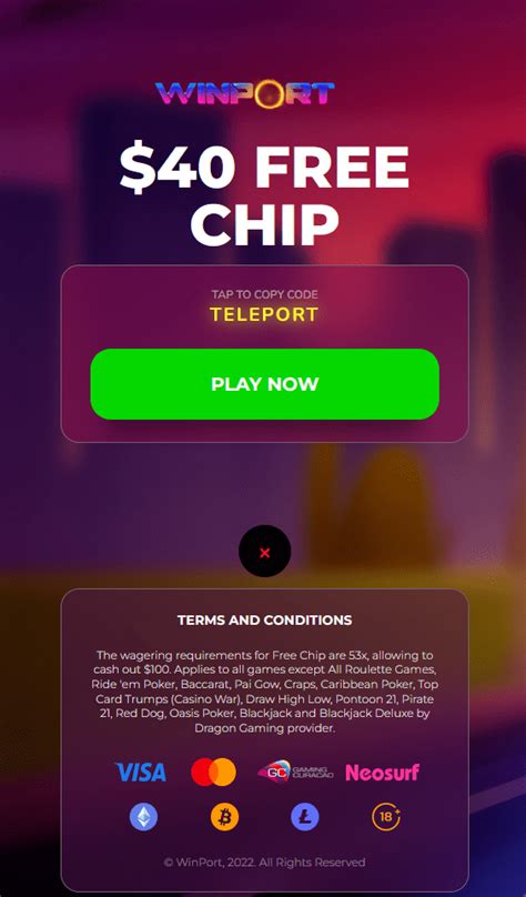 A win slots <b>NDB</b> for 50 free spins is currently available with the <b>code</b> WILDSAFARI, and a $40 <b>WinPort</b> <b>casino</b> blackjack free chip offer is available with the <b>code</b> TELEPORT. . Winport casino ndb code